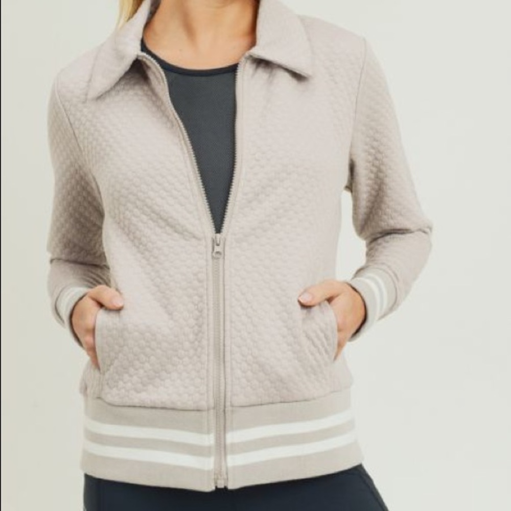 NWT Mono B Varsity Jacket-Cream